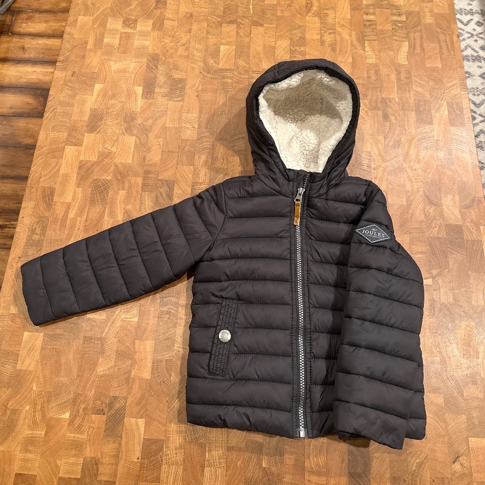 Joules Black Padded Hooded Kids Jacket
